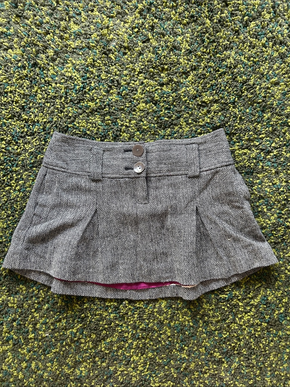 y2k American Eagle Herringbone Pleated Micro Miniskirt